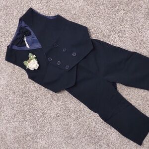 Boy's Suit With Pants, Vest, Bowtie, Flower Pin, Suspenders